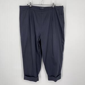 Bill Blass VINTAGE Pants Womens 18W Stretch Navy Crop Capri Cuffed Cotton Blend